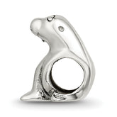 Sterling Silver 925 Antiqued Sea Lion Bead with Solid Cast Design